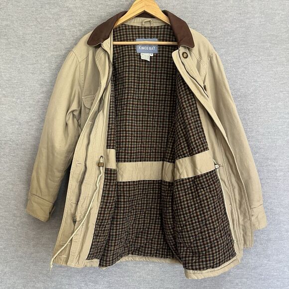 Kings Bay Leather Collared Chore Jacket Womens M Hunting Safari Barn Utility Vtg - Picture 8 of 16